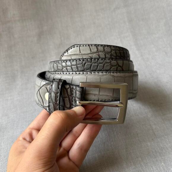 Grey engraved alligator pattern western MENS1 - Picture 1 of 3